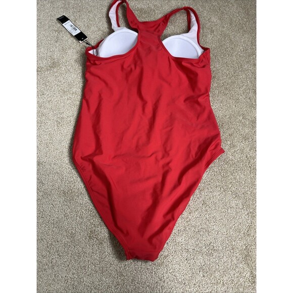 NWT $120 Nicole Miller Studio High Risk Red One Piece Swimsuit Racer Back Size L - Picture 5 of 9